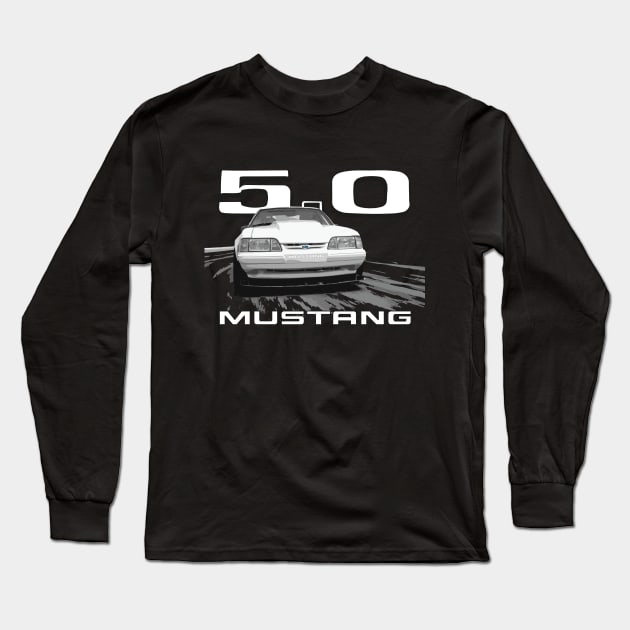 Mustang GT 5.0 LX Fox Body Notchback coupe Long Sleeve T-Shirt by cowtown_cowboy